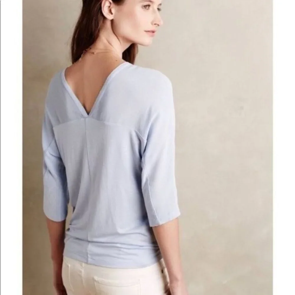 Anthropologie Dolan Womans Top Medium Light Blue Sheer Yoke BOHO Casual - Picture 2 of 10